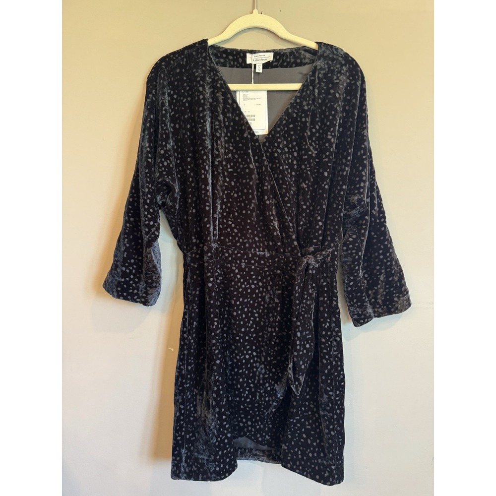PARIS ATELIER & OTHER STORIES Velvet Wrap Dress Women Size 10Burnout Dots‎ Black